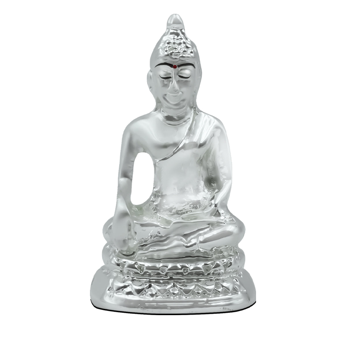 Diviniti 999 Silver Plated Lord Buddha Statue Idol For Office Desk, Workshop, Table Top and Home Decor Showpiece, Luxury Gift (5.5x3 CM)