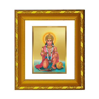 DIVINITI 24K Gold Plated Foil God Hanuman Photo Frame for Home Decor Showpiece, Puja, Festival DG 103 Size 1 (15.3x14.9 CM)