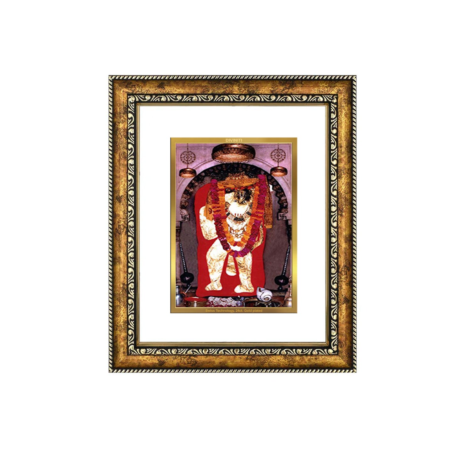 DIVINITI 24K Gold Plated Mahendipur Balaji Wall Photo Frame for Home Decor, Wall Hanging, Table Top, Puja Room & Gift DG113S3 (27.6X35.4 CM)