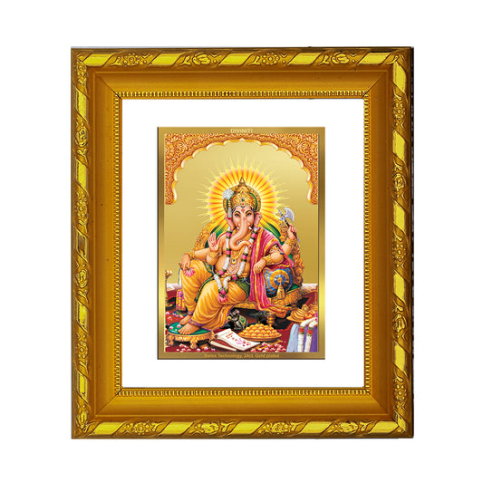 DIVINITI 24K Gold Plated Foil Lord Ganesha Photo Frame for Home Wall Decor, Success, Luck DG 103 Size 1 (15.3x14.9 CM)