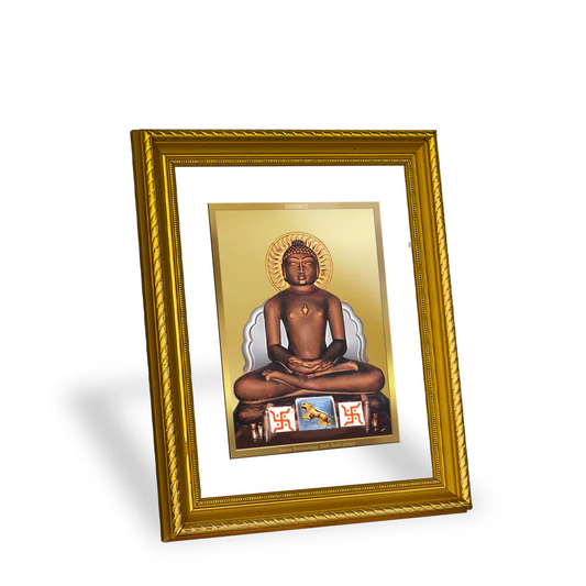 DIVINITI 24K Gold Plated Mahavira Wall Photo Frame for Home Decor, Wall Hanging, Table Top, Puja Room & Gift DG056S3 (27.6X35.4 CM)