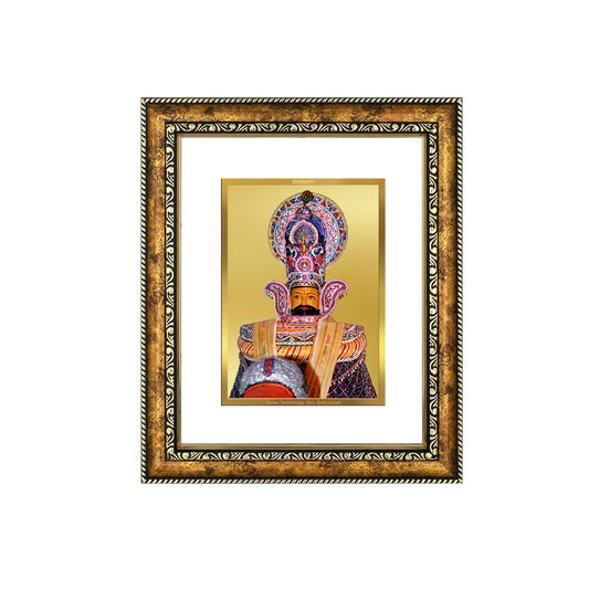 DIVINITI 24K Gold Plated Khatu Shyam Wall Photo Frame for Home Decor, Wall Hanging, Table Top, Puja Room & Gift DG113S3 (27.6X35.4 CM)