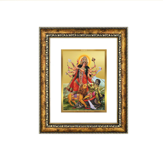 DIVINITI 24K Gold Plated Goddess Durga Wall Photo Frame for Home Decor, Wall Hanging, Table Top, Puja Room & Gift DG113S3 (27.6X35.4 CM)