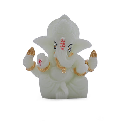 Diviniti Glowing Ganesha Idol for Car Dashboard Office Desk Puja Room Ganpati Idol for Home Decor Birthday Festivals Lord Ganesh Statue Figurine Gifting (5.5x5 CM)