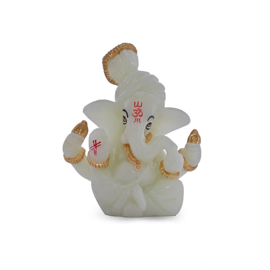 Diviniti Glowing Ganesha Idol for Car Dashboard Office Desk Puja Room Ganpati Idol for Home Decor Birthday Festivals Lord Ganesh Statue Figurine Gifting 6.3x5 CM