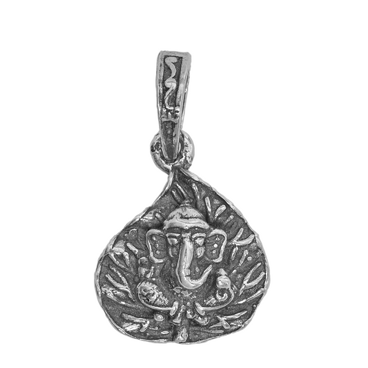 DIVINITI 925 Pure Silver Leaf Ganesha Pendant for Men, Women & Kids Divine God Pendant for Birthday, Anniversary, Special Occasion Gift (1.5x1.4 CM 4 g)