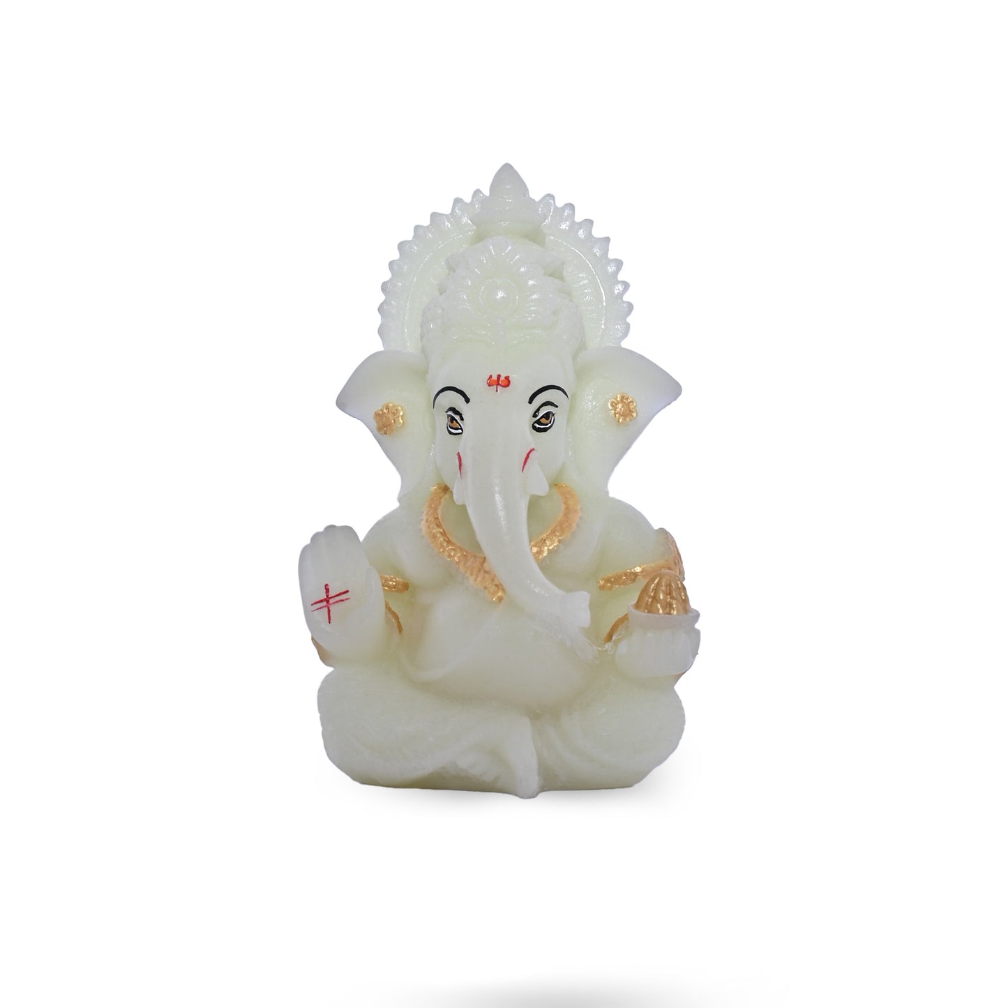 Diviniti Glowing Ganesha Idol for Car Dashboard Office Desk Puja Room Ganpati Idol for Home Décor Birthday Festivals Lord Ganesh Statue Figurine Gifting (8x5 CM)