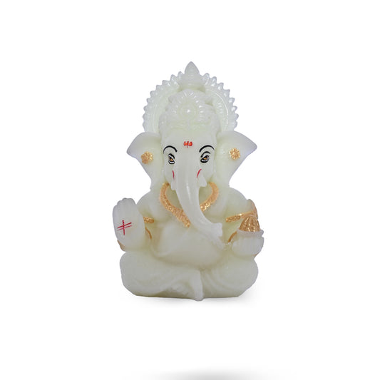 Diviniti Glowing Ganesha Idol for Car Dashboard Office Desk Puja Room Ganpati Idol for Home Décor Birthday Festivals Lord Ganesh Statue Figurine Gifting (8x5 CM)