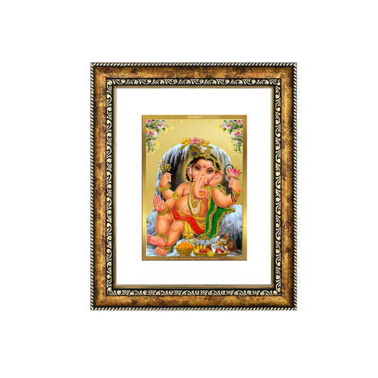 DIVINITI 24K Gold Plated Bal Ganesha Wall Photo Frame for Home Decor, Wall Hanging, Table Top, Puja Room & Gift DG113S3 (27.6X35.4 CM)