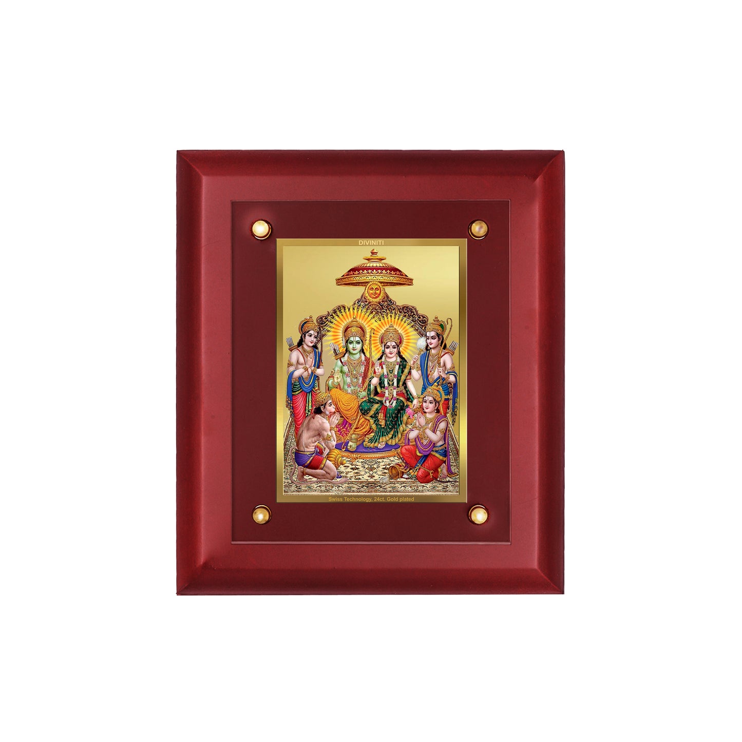 DIVINITI 24K Gold Plated Ram Darbar Photo Frame For Temple, Puja Room, Home Decor, Wall Hanging, Gifting MDF S2.5 (25.1X20.1 CM)