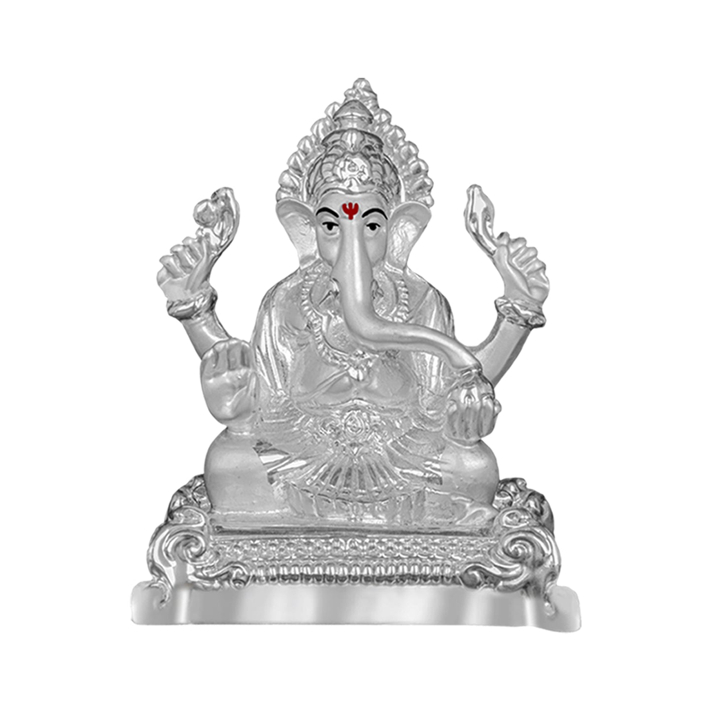 DIVINITI 999 Silver Plated Lord Ganesha Statue For Love, Joy, Prosperity, Idol For Home Decor, Office, Workshop, Luxury Gift (11.5x8.5 CM)