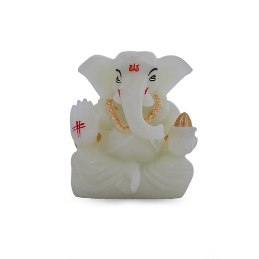 Diviniti Glowing Ganesha Idol for Car Dashboard Office Desk Puja Room Ganpati Idol for Home Decor Birthday Festivals Lord Ganesh Statue Figurine Gifting 4x4 CM