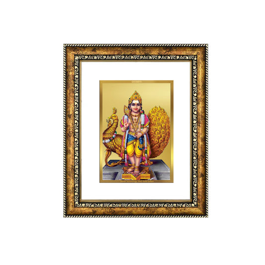 DIVINITI 24K Gold Plated Karthikey Wall Photo Frame for Home Decor, Wall Hanging, Table Top, Puja Room & Gift DG113S3 (27.6X35.4 CM)