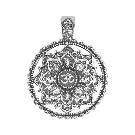 DIVINITI 925 Pure Silver Om Big Round Pendant For Men, Women & Kids Divine God Pendant For Birthday, Anniversary, Special Occasion Gift (3x3 CM 6 g)