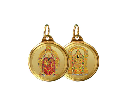 Diviniti 24K Gold Plated Padmawati & Balaji 28MM Double Sided Pendant For Men, Women & Kids