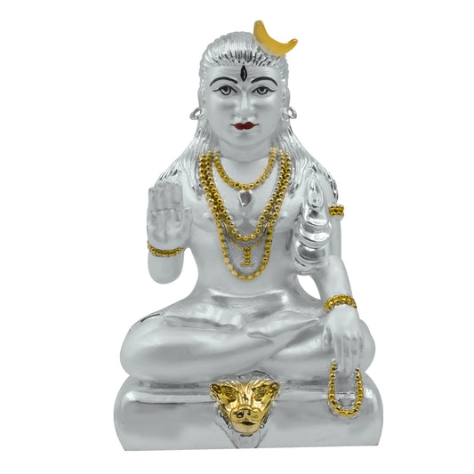 DIVINITI 999 Silver Plated Baba Gorakhnath Statue For Deep Meditation Idol For Workshop, Office, Home Decor Showpiece, Luxury Gift (10x6 CM)