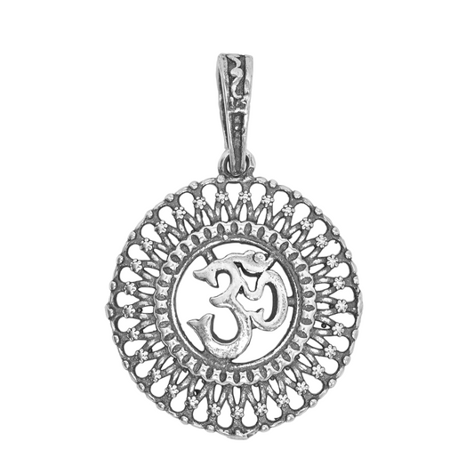 DIVINITI 925 Pure Silver Om Round Big Pendant for Men, Women & Kids Divine God Pendant for Birthday, Anniversary, Special Occasion Gift (1.9x1.9 CM 4 g)