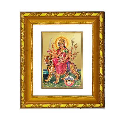 DIVINITI 24K Gold Plated Foil Durga Ji Photo Frame for Living Room, Festival Gift, Puja DG 103 Size 1 (15.3x14.9 CM)