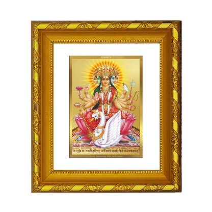 DIVINITI 24K Gold Plated Gayatri Mata Wall Photo Frame For Living Room, Gift, Puja (15.0 X 13.0 CM)