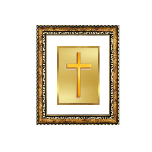 DIVINITI 24K Gold Plated Holy Cross Wall Photo Frame for Home Decor, Wall Hanging, Table Top, Puja Room & Gift DG113S3 (27.6X35.4 CM)