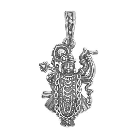 DIVINITI 925 Pure Silver Shrinath Pendant for Men, Women & Kids Divine God Pendant for Birthday, Anniversary, Special Occasion Gift (2.2x1.4 CM 4 g)