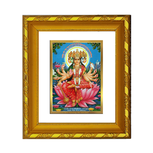 DIVINITI 24K Gold Plated Foil Goddess Gayatri Photo Frame for Home Decor, Festival Gift DG 103 Size 1 (15.3x14.9 CM)