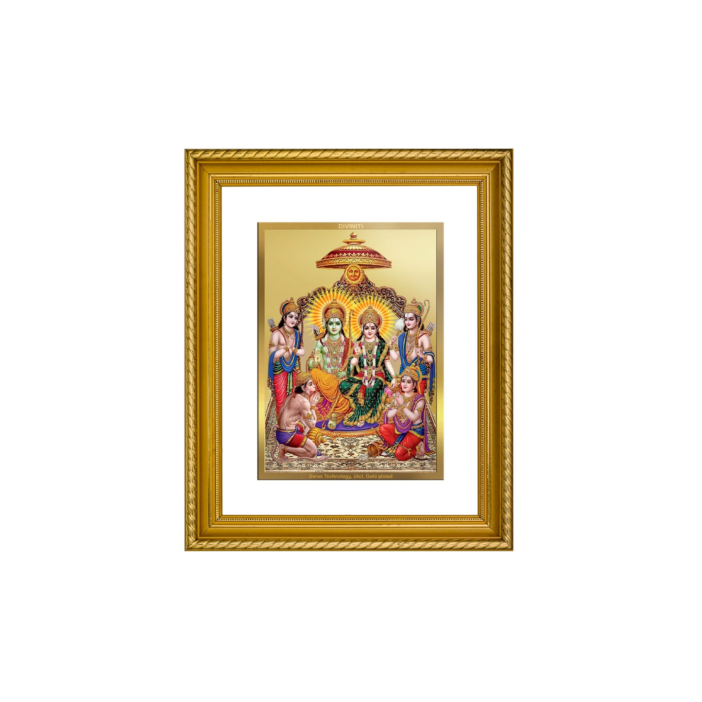 DIVINITI 24K Gold Plated Ram Darbar Wall Photo Frame for Home Decor, Wall Hanging, Table Top, Puja Room & Gift DG056S3 (27.6X35.4 CM)