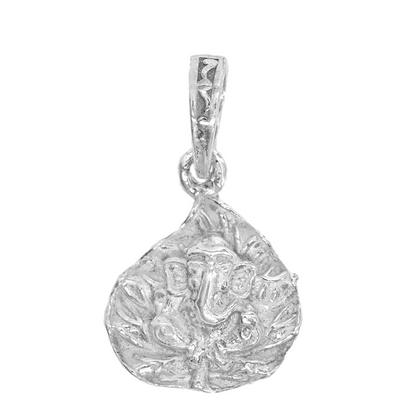 DIVINITI 925 Pure Silver Leaf Ganesha Pendant for Men, Women & Kids Divine God Pendant for Birthday, Anniversary, Special Occasion Gift (1.5x1.4 CM 4 g)