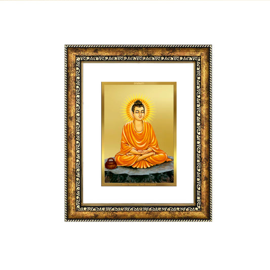 DIVINITI 24K Gold Plated Buddha Wall Photo Frame for Home Decor, Wall Hanging, Table Top, Puja Room & Gift DG113S3 (27.6X35.4 CM)