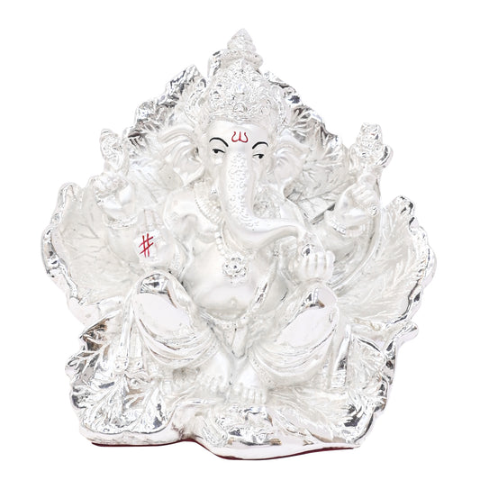 Diviniti 999 Silver Plated Siddhivinayaka Ganesha Idol Statue Luxurious Spiritual & Blessing for Home & Office Decor Pooja Room Gift (21x17.5 CM)