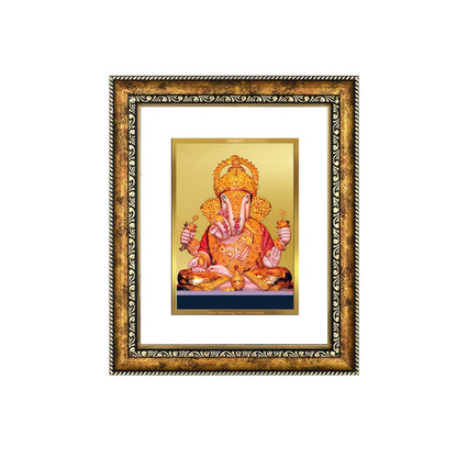 DIVINITI 24K Gold Plated Dagadu Ganesha Wall Photo Frame for Home Decor, Wall Hanging, Table Top, Puja Room & Gift DG113S3 (27.6X35.4 CM)