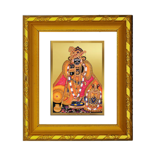 DIVINITI 24K Gold Plated Foil Bankey Bihari Photo Frame for Living Room Decor, Puja Room DG 103 Size 1 (15.3x14.9 CM)