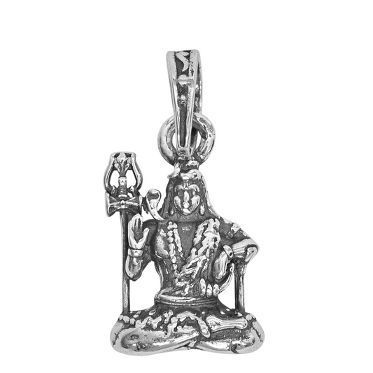 DIVINITI 925 Pure Silver Shiv Sitting Pendant For Men, Women & Kids Divine God Pendant For Birthday, Anniversary, Special Occasion Gift (1.6x1.3 CM 4 g)