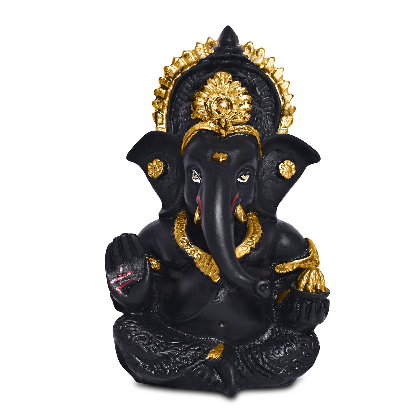 Diviniti 24K Gold Plated Resin Lord Ganesha Idol for Car Dashboard Tabletop For Home Decor Mandir Puja Gift Matte BlacK (8.4x4.2cm)