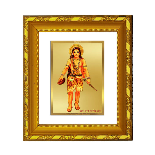 DIVINITI 24K Gold Plated Foil Guru Gorakhnath Photo Frame for Home Decor, TableTop, Gift DG 103 Size 1 (15.3x14.9 CM)