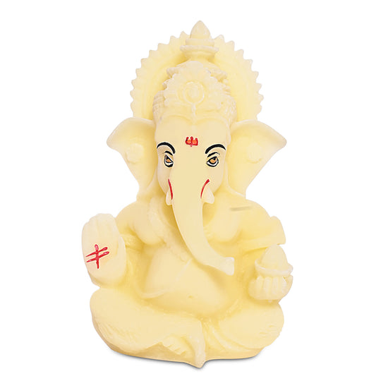 Diviniti Resin Lord Ganesha Idol for Car Dashboard Tabletop for Home Decor Mandir Puja Gift Yellow (8.4x4.2cm)