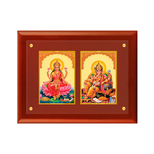 Diviniti 24K Gold Plated Laxmi Ganesha Photo Frame for Home Decor, Wall Hanging, Office Table, Gift MDF Size 3.5 (40.3x32.7 CM)