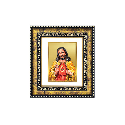 DIVINITI 24K Gold Plated Foil Jesus Photo Frame for Wall Hanging, Workshop, Table Top, Home Decor, Luxury Gift|DG113 Size 2 (22.6x18.4 CM)