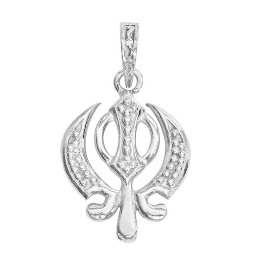 DIVINITI 925 Pure Silver Khanda Sahib Pendant for Men, Women & Kids Divine God Pendant for Birthday, Anniversary, Special Occasion Gift (2.1x1.8 CM 5 g)