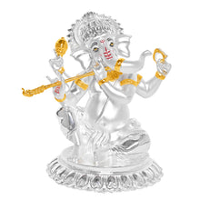 Load image into Gallery viewer, Diviniti 999 Silver Plated Lord Ganesha Idol Statue Elegant Spiritual Décor for Home &amp; Office Pooja Room Accent Gift (15.5x14 CM)
