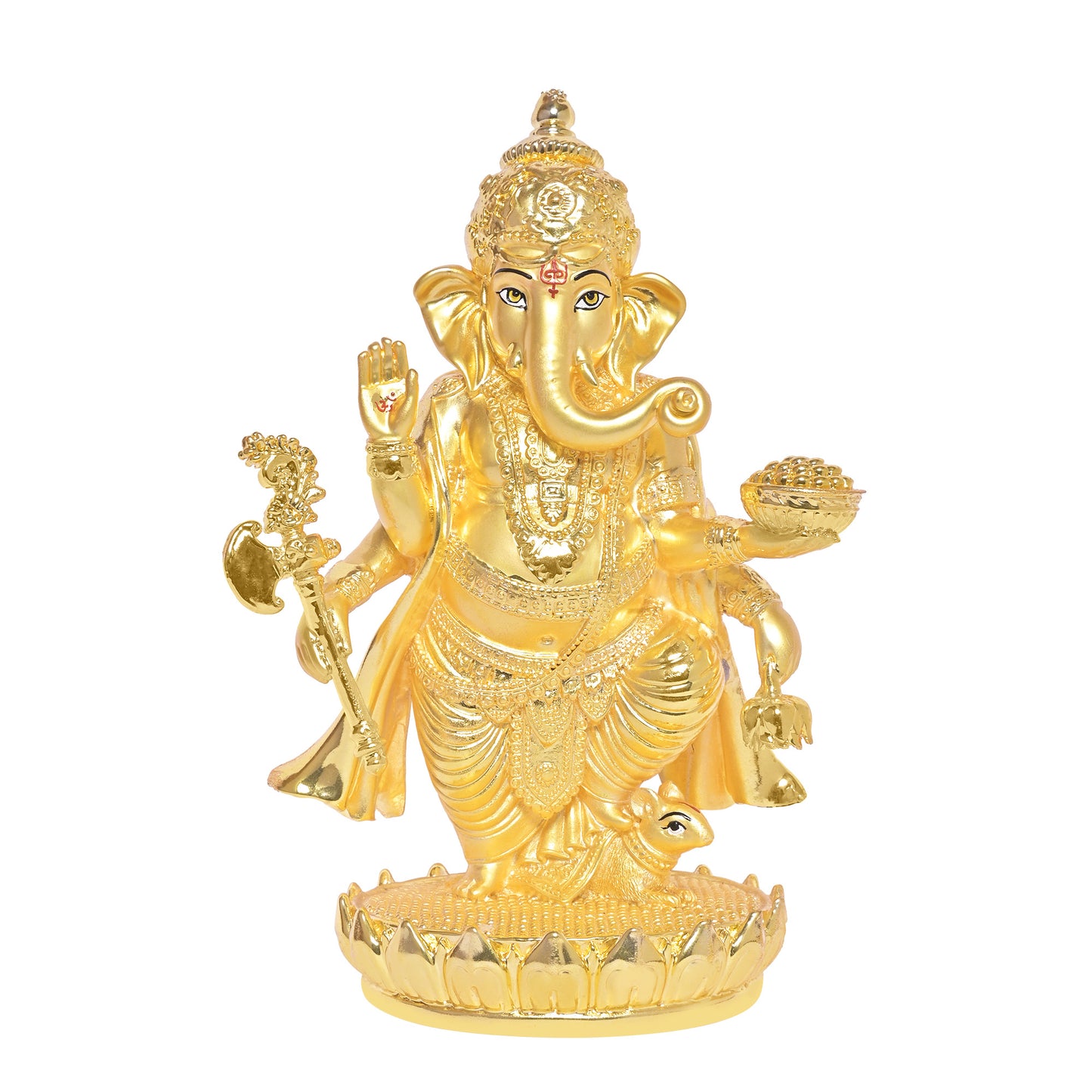 Diviniti 24K Gold Plated Ganesh Ji Idol Statue Exquisite Spiritual Blessing for Home, Office & Pooja Room Gift (19.5x13 CM)