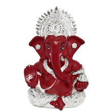 Load image into Gallery viewer, Diviniti 999 Silver Plated Resin Lord Ganesha Idol for Car Dashboard Tabletop for Home Decor Mandir Puja Gift Red (8.4x4.2cm)
