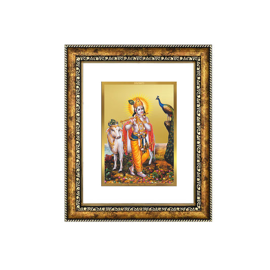 DIVINITI 24K Gold Plated Lord Krishna Wall Photo Frame for Home Decor, Wall Hanging, Table Top, Puja Room & Gift DG113S3 (27.6X35.4 CM)