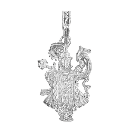 DIVINITI 925 Pure Silver Shrinath Pendant for Men, Women & Kids Divine God Pendant for Birthday, Anniversary, Special Occasion Gift (2.2x1.5 CM 4 g)