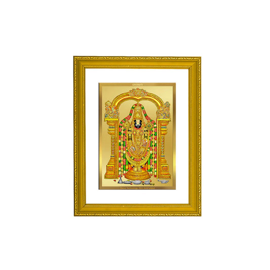 DIVINITI 24K Gold Plated Tirupati Balaji Photo Frame Idol for Home Wall Decor, Workshop, Table Top, Gift|DG101 Size 2 (22.6x18.4 CM)