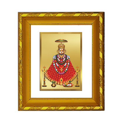 DIVINITI 24K Gold Plated Foil Khatu Shyam Wall Photo Frame for Home Decor Showpiece, Puja DG 103 Size 1 (15.3x14.9 CM)