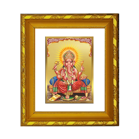 DIVINITI 24K Gold Plated Foil Ganesha Wall Photo Frame for Home Decor, Good fortune, Puja DG 103 Size 1 (15.3x14.9 CM)