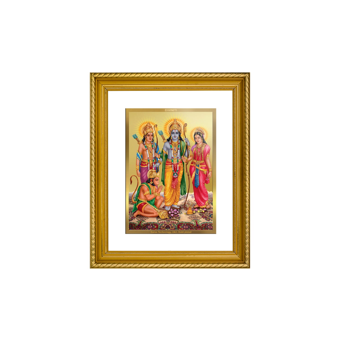 DIVINITI 24K Gold Plated Ram Darbar Wall Photo Frame for Home Decor, Wall Hanging, Table Top, Puja Room & Gift DG056S3 (27.6X35.4 CM)