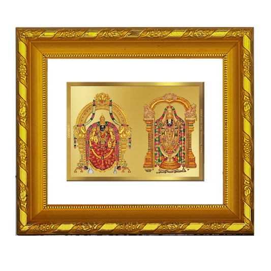 DIVINITI 24K Gold Plated Foil Padmavathi Balaji Wall Photo Frame for Home Decor, Puja Room DG 103 Size 1 (15.3x14.9 CM)