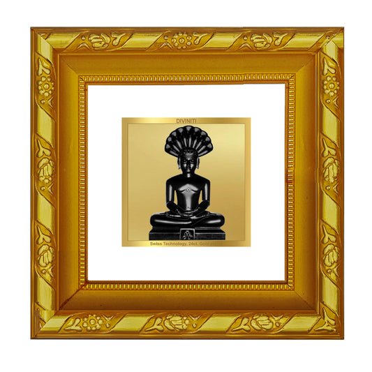 DIVINITI 24K Gold Plated Parshvanatha Wooden Photo Frame Idol for Workshop, Puja Room, Wall Hanging, Table Top, Home Decor, Gifts | DG103S1A (10x10 CM)